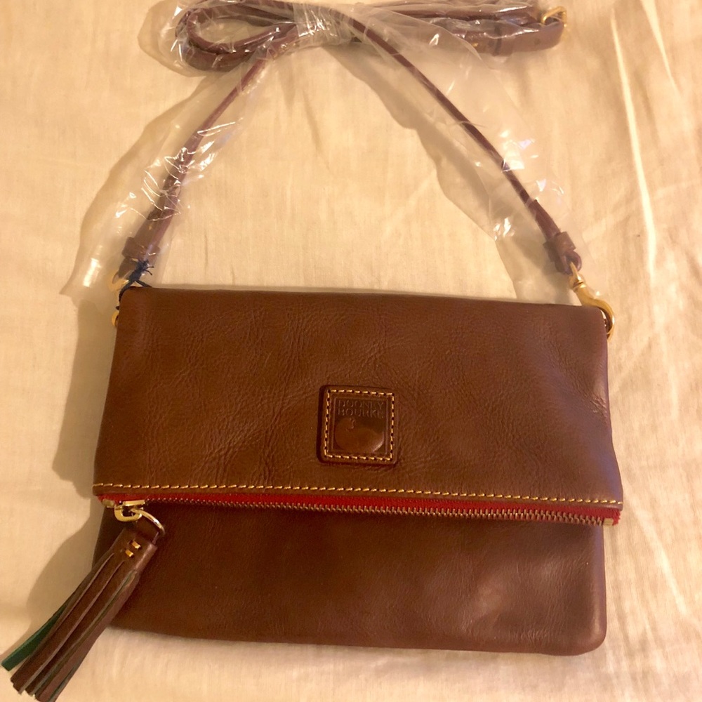 Pebble Grain Foldover Crossbody Bag